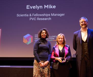 Senior Scientia Advisor Evelyn Mike accepting the People's Choice Award in 2023