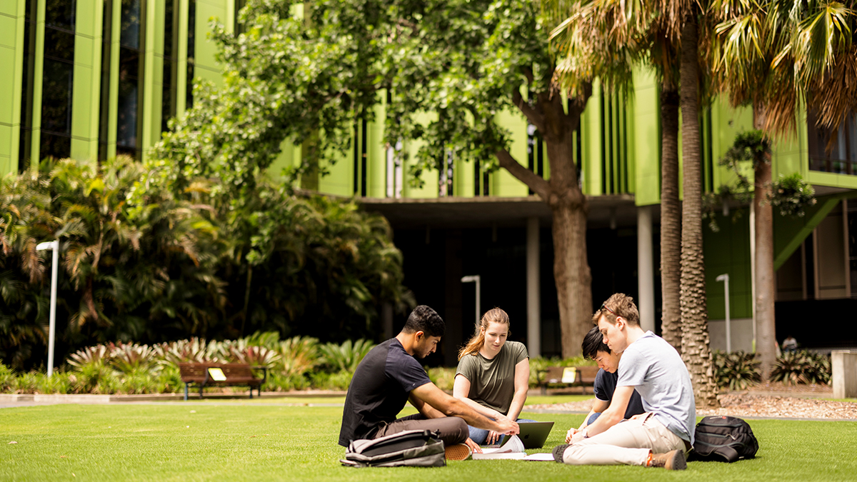 Staff on lawn