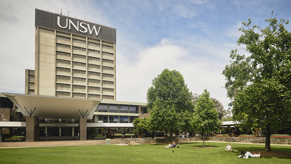 View across library lawn to UNSW library