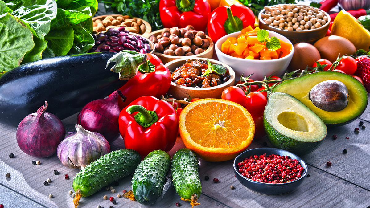 Fruits and vegetables on a table