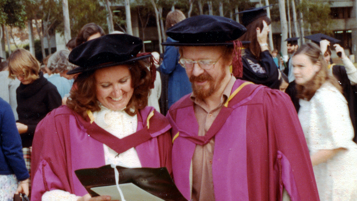 Associate Professor Marilyn Fox and Professor Barry Fox at her graduation