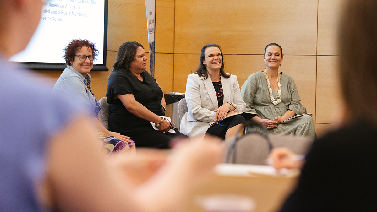 A panel of four people in a room at the Meet the She-Eos – Celebrating Blak Excellence event during Diversity Festival 2023