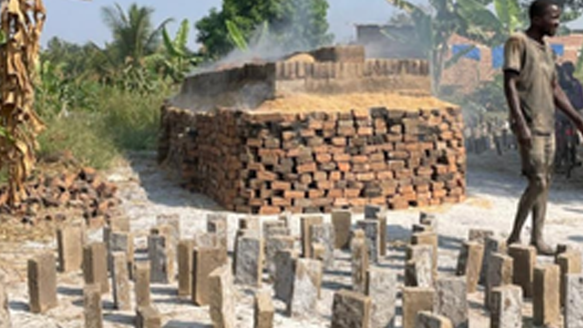 Photo of bricks and a brick foundry