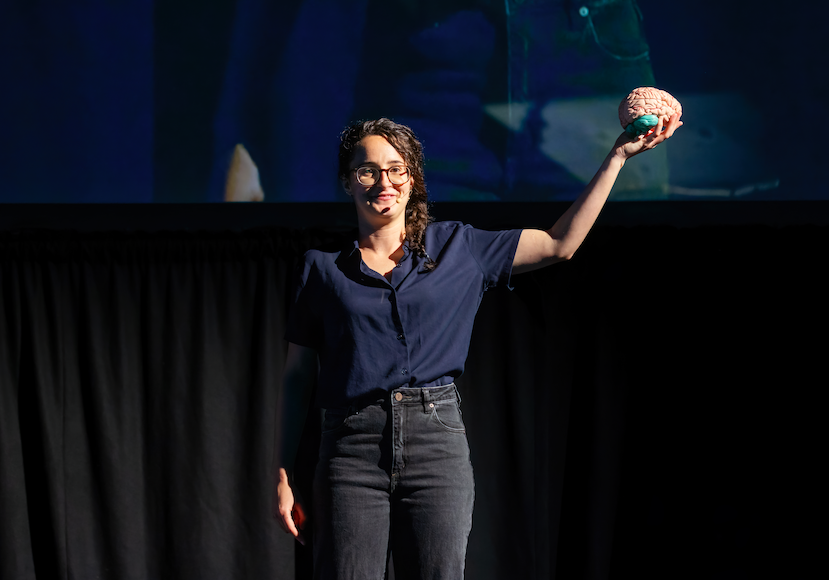 Jodie Pestana presenting at Famelab