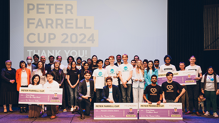 Participants in the Peter Farrell Cup on stage