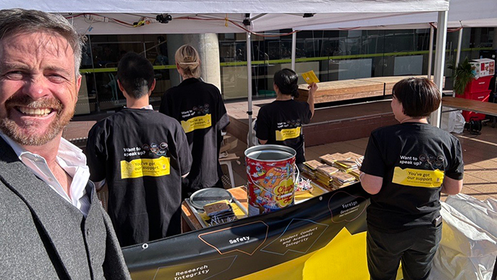 Vice-Chancellor Attila Brungs with staff at Open Day