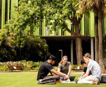 Staff on lawn