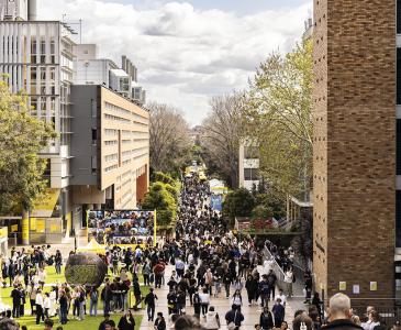 View over University Mall on Open Day