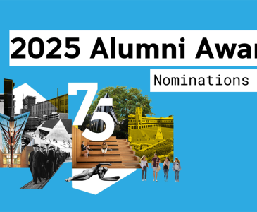 banner image with blue background and the words 2025 Alumni Awards