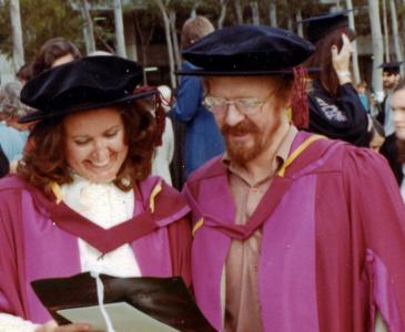 Associate Professor Marilyn Fox and Professor Barry Fox at her graduation