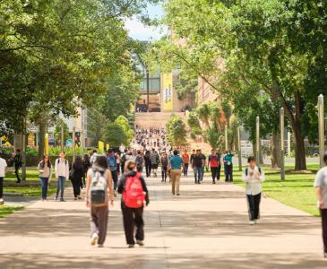 Students walking on the University mall