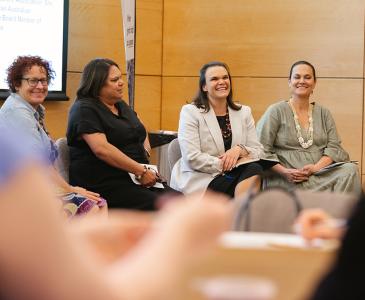 A panel of four people in a room at the Meet the She-Eos – Celebrating Blak Excellence event during Diversity Festival 2023