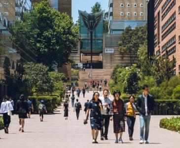 Students and staff on the University mall