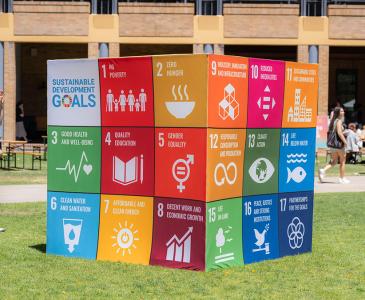 Cube showing SDGs on the UNSW campus