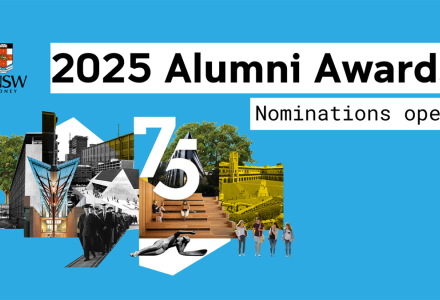 banner image with blue background and the words 2025 Alumni Awards