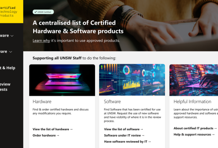 Screenshot of the Certified Technology Product Service homepage